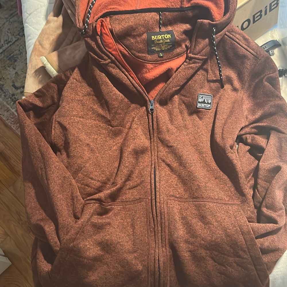 Men’s Large Burton Zip up Hoodie- burnt orange- Used , but in like New condition